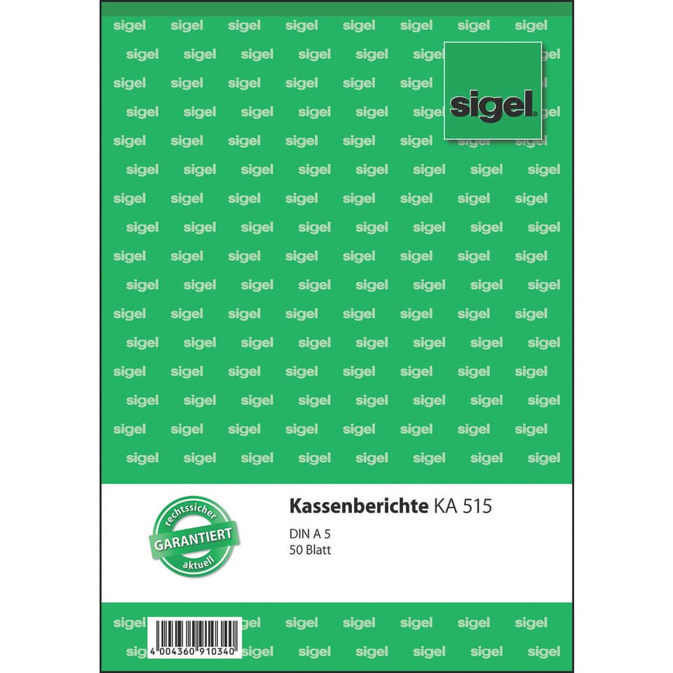 Kassenbericht, KA 515, 50 Blatt, DIN A5, Buchkalender