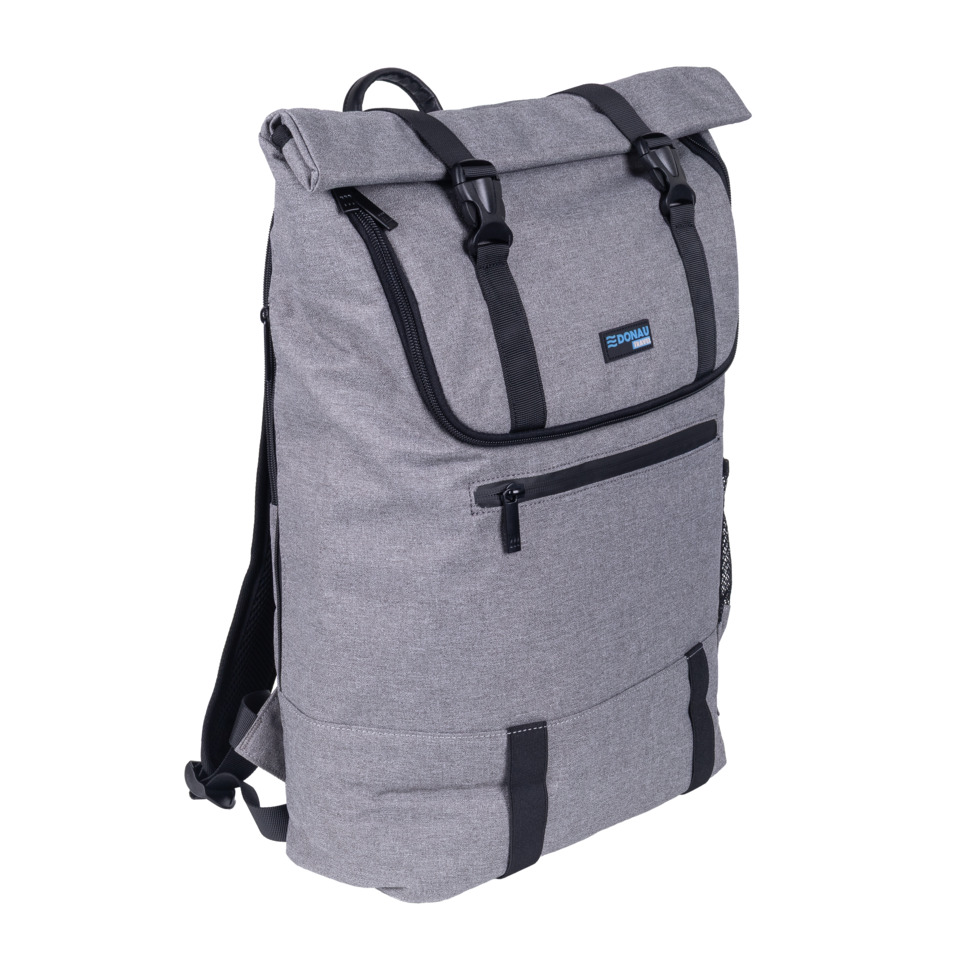 Rucksack, Backpack, Grau, Vordertasche, Frontreißverschluss