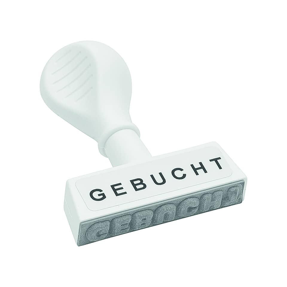 Stempel, Gebucht, Stempel mit Wort, Schriftstempel, Gummi-Stempel