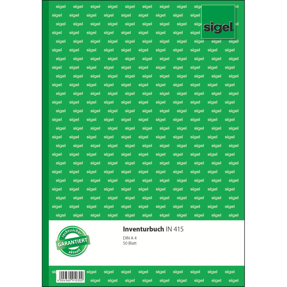 Inventurbook, IN 415, DIN A4, 50 Seiten, Grün