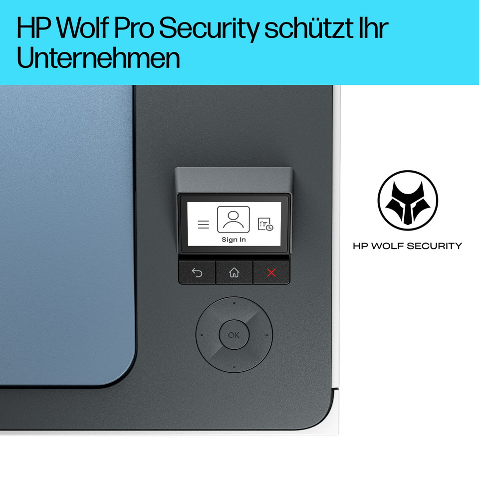 Sicherheitsgerät, Bedienfeld, Sign In, Fingerabdruckanzeige, HP Wolf Security