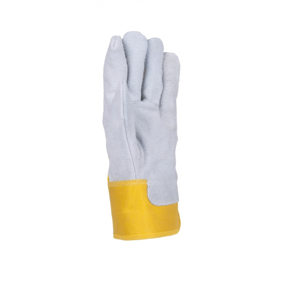 Arbeitshandschuh, Schutzhandschuh, Gummi/Leder?, Gelb/goldener Saum, Knickfester Handschuh