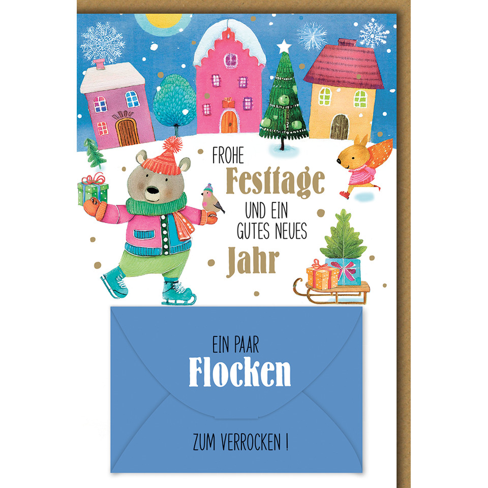 Weihnachtskarte, Kartengruß, Illustration, Tierfigur, Geschenk