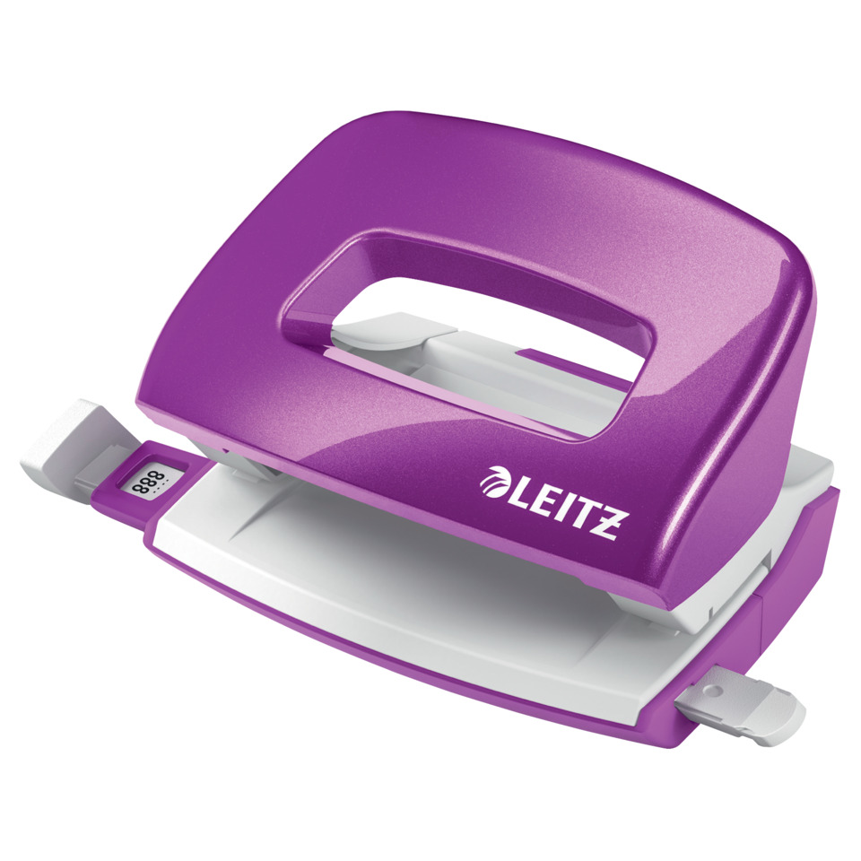 Locher, Klebenstanze, Schräglocher, Papierlochung, Leitz Purple, Schneideklammer, Lochtag, Heftgerät, Kunststoff, lila