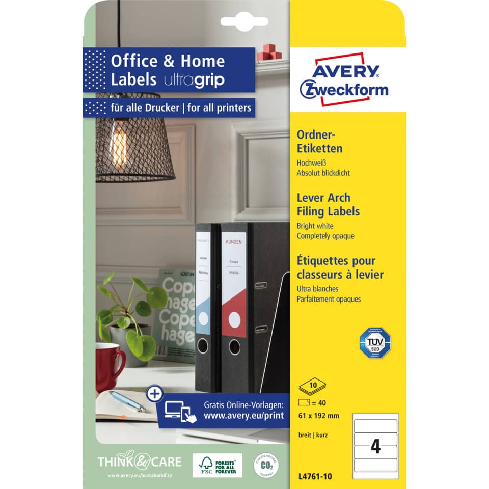 Ordneretiketten, Etiketten, Archivierung, Leporello, Avery