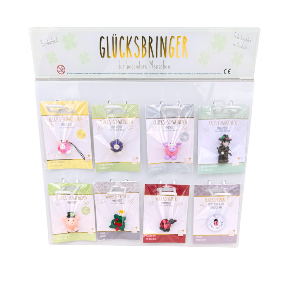 weiße Displaykarte, Glücksbringer, Anhänger, Schmuckanhänger, Kleinkunst-Set