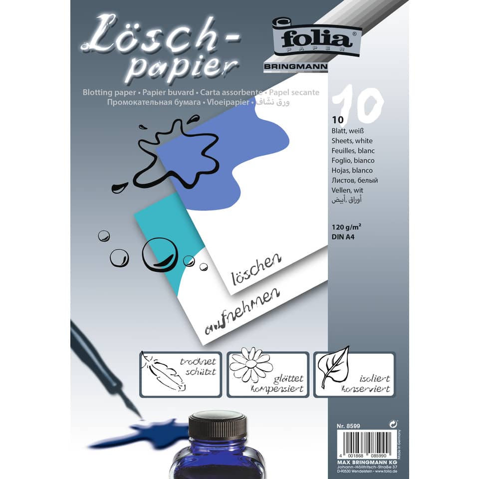 Blottpapier, Löschpapier, DIN A4, 120 g/m², weiße Sheets