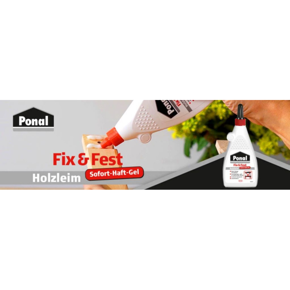 Holzleim, Klebstoff, Sofort-Haft-Gel, Fix & Fest, Ponal
