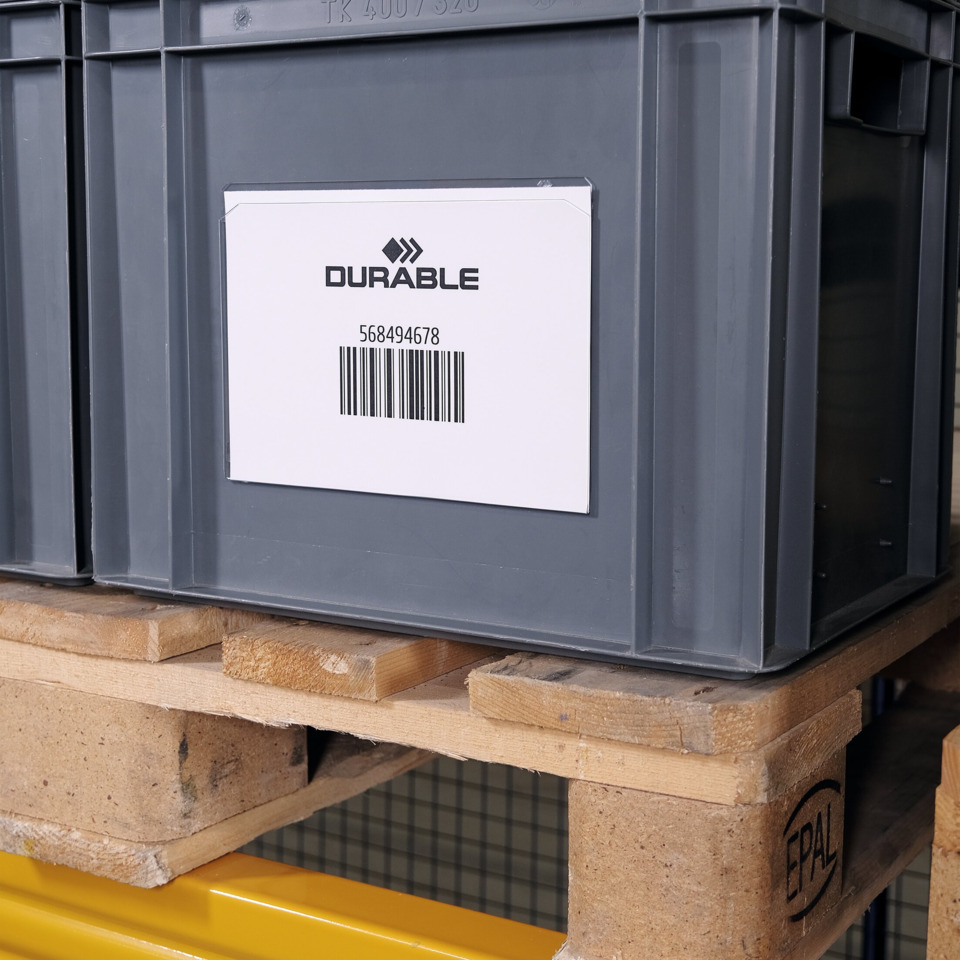 Kunststoffbehälter, Aufbewahrungsbehälter, Barcode-Etikett, Durable-Brand, Palette