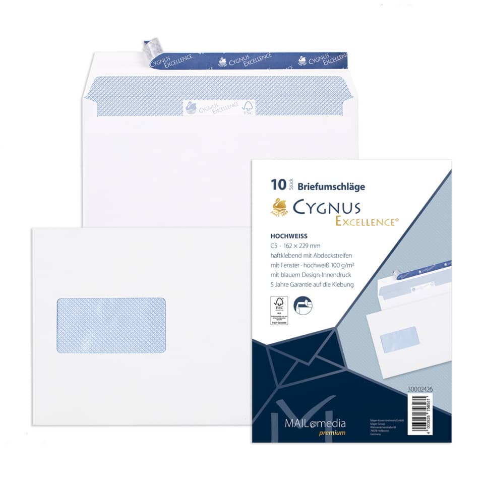 Briefumschläge, Umschläge, Briefumschläge weiß, Blaues Design, Deckblatt-Design