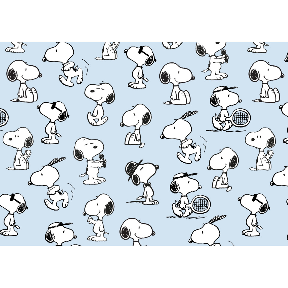 Snoopy Muster, Hunde Comic, Baumwoll Textil, Blaues Hintergrund, Muster