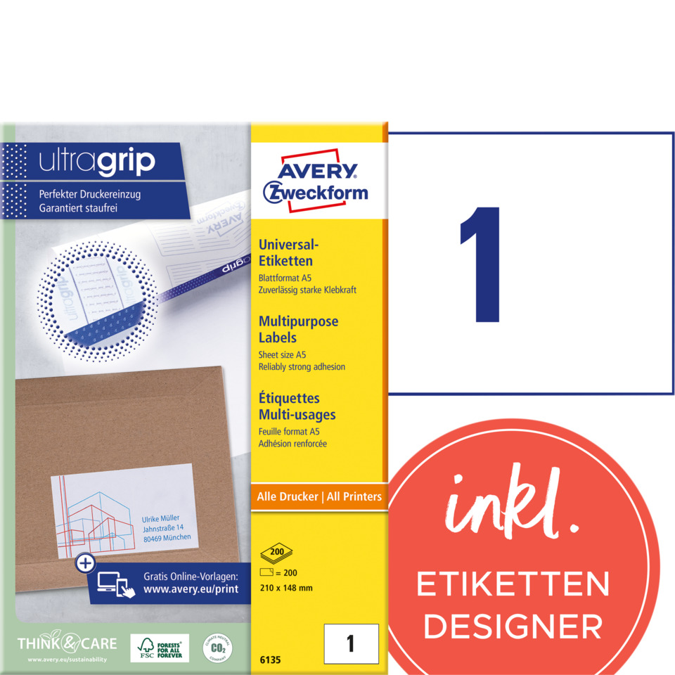 Etiketten, Universaletiketten, A5, Klebekraft, Mehrzwecketiketten