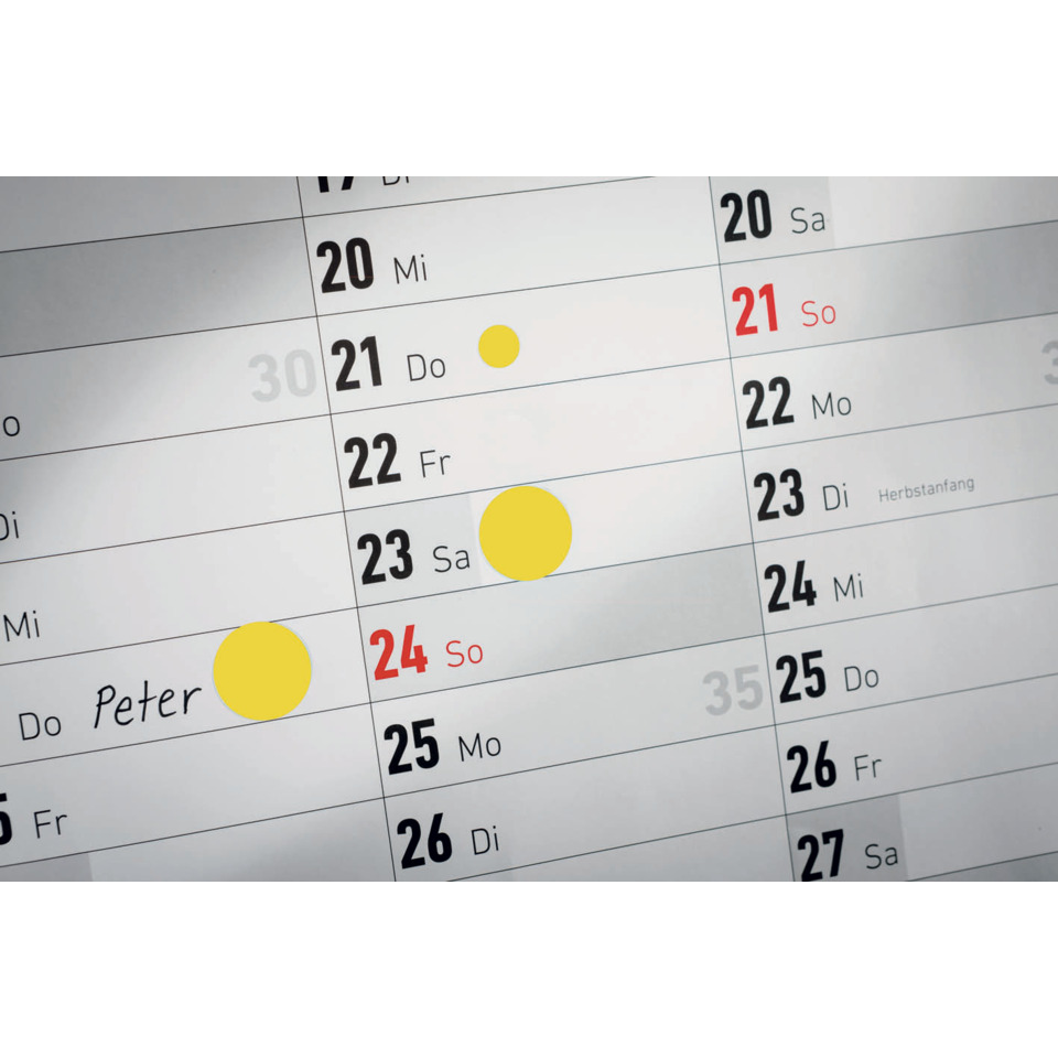 Kalender, Datum, Seite, gelber Punkt, Peter (Name)