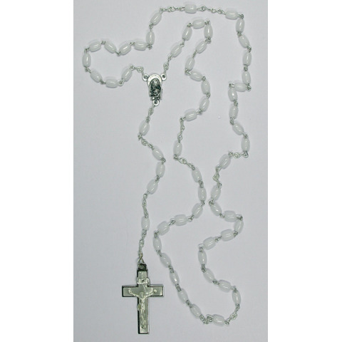 Rosenkranz Glasperlen, weiß  00/2089+41 IN DS