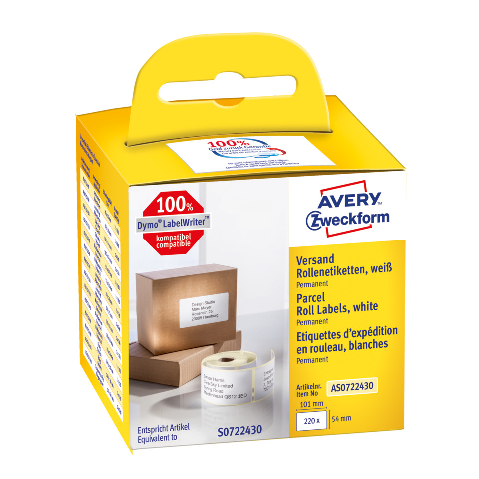 Etiketten, Rollenset, Weiß, Kartonbox, Zweckform