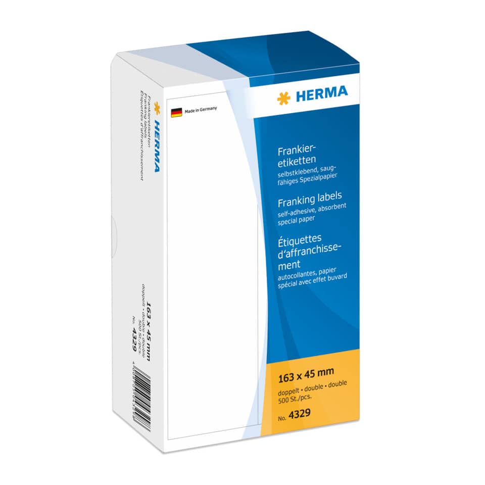 Etiketten, Frankieretiketten, selbstklebendes Papier, Spezialpapier, Etikettengröße 163x45 mm