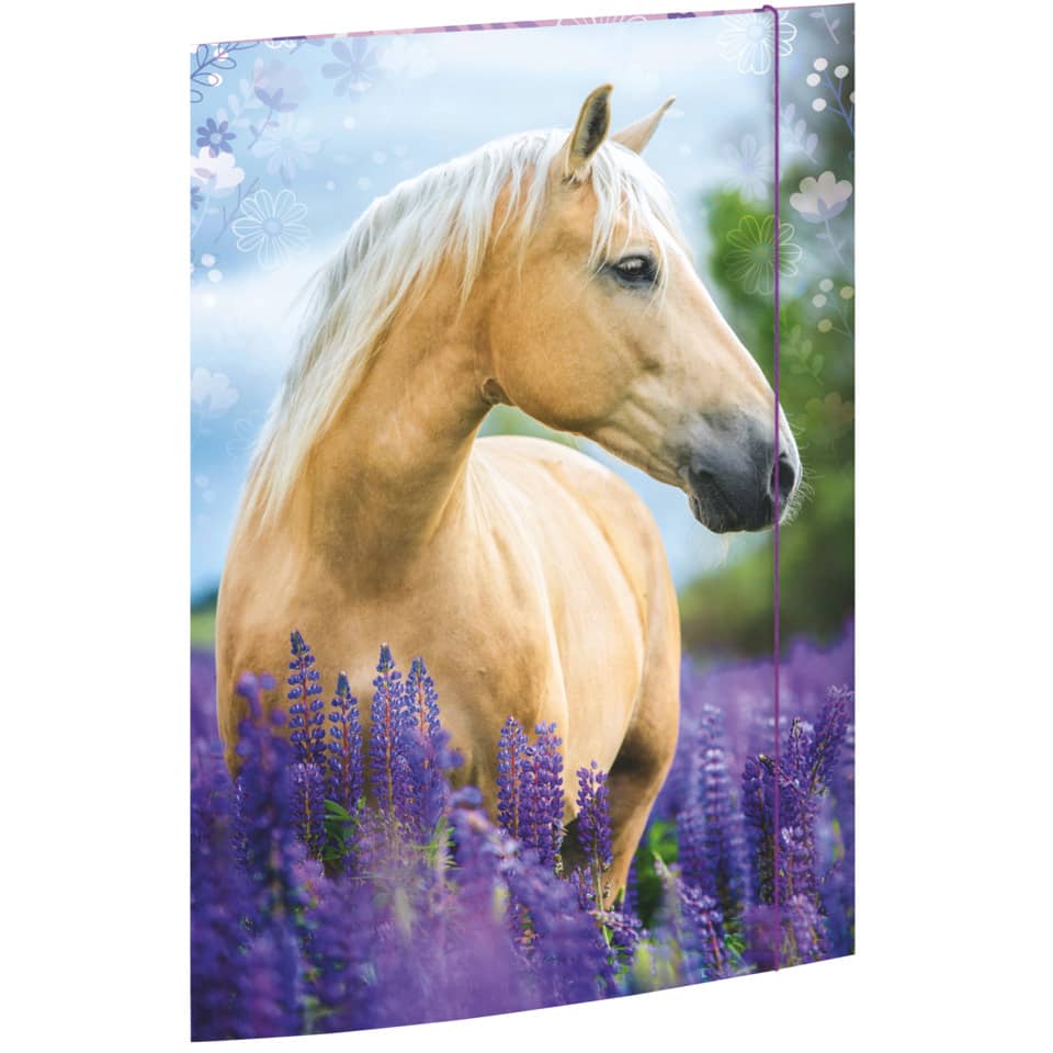 pferd, haustier, lila lavendel, wildblumen, portrait pferd