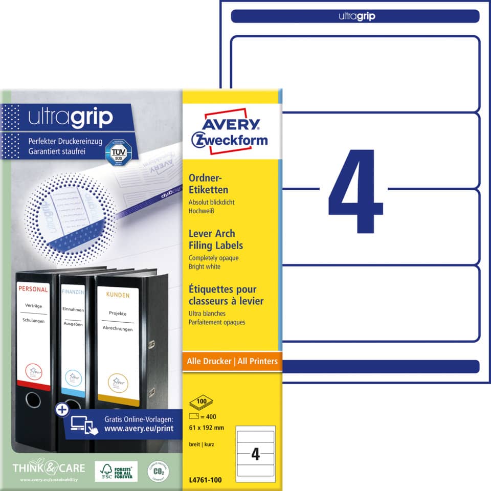 Ordneretiketten, Etiketten, Avery, Druckerpapier, Aktenordner