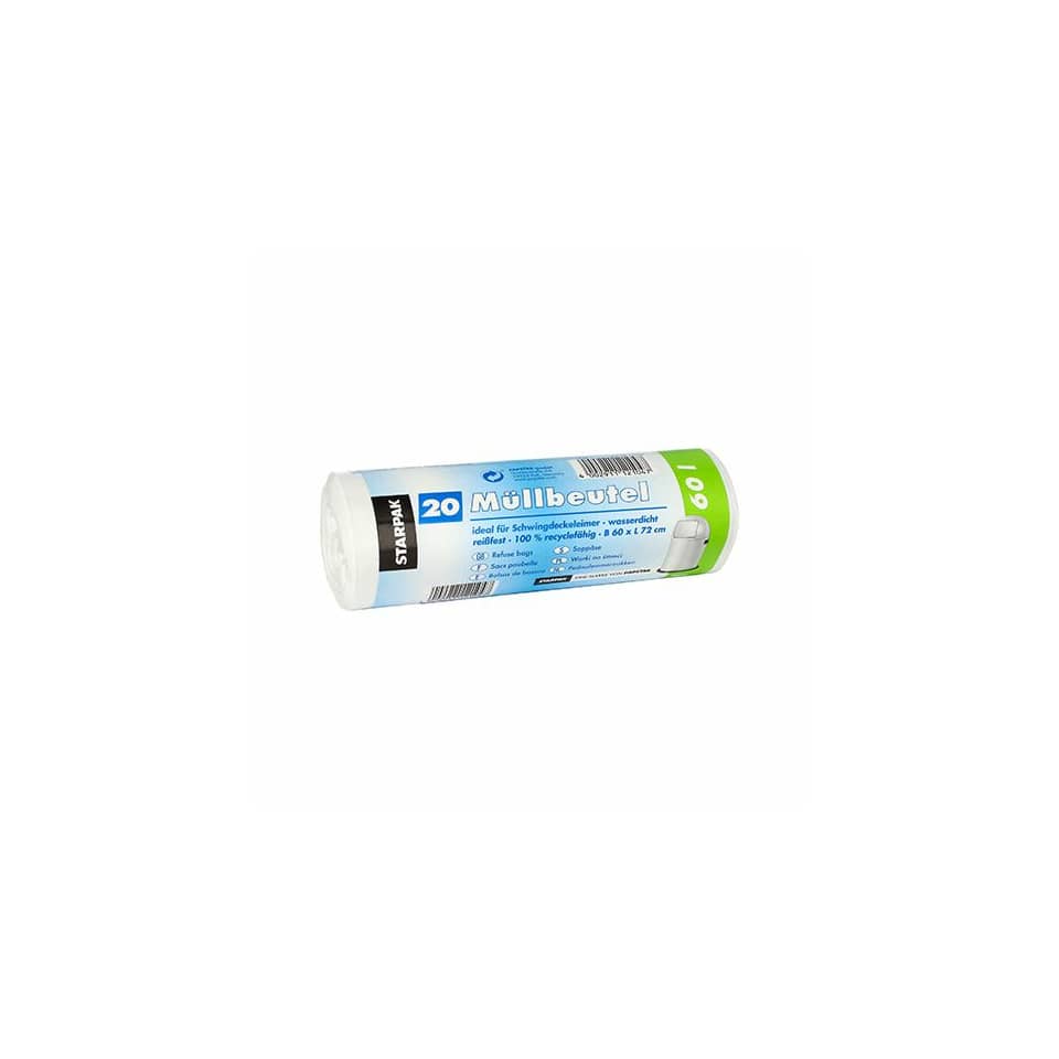 Müllbeutel 60 Liter, LDPE 17 my weiß   20 Stück STARPAK 12104