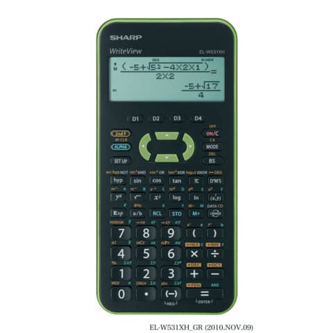 Schulrechner 4-zeilig grün   Solar+Batt SHARP ELW531XH-GR