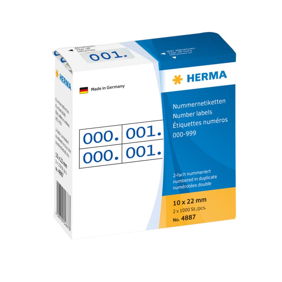 Etiketten, Nummernaufkleber, Nummernetiketten, 2×1000 St./Stück, DIN A6 Größe