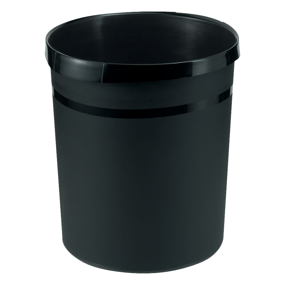 Papierkorb GRIP, 18 Liter, mit 2 Griffmulden, extra stabil, rund, schwarz HAN 18190-13 Flasche, Shaker, Zinn
