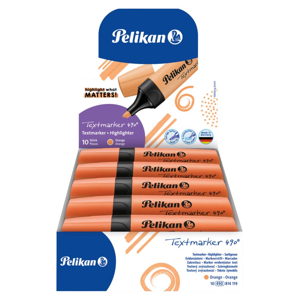 Textmarker, Marker, Textmarker 490°, Orange, Hochwertige Textmarker