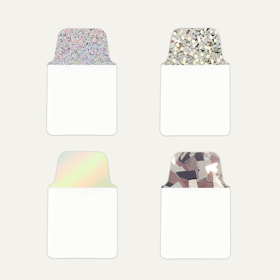glitzer, konfetti, nagelsticker, folie, blätter