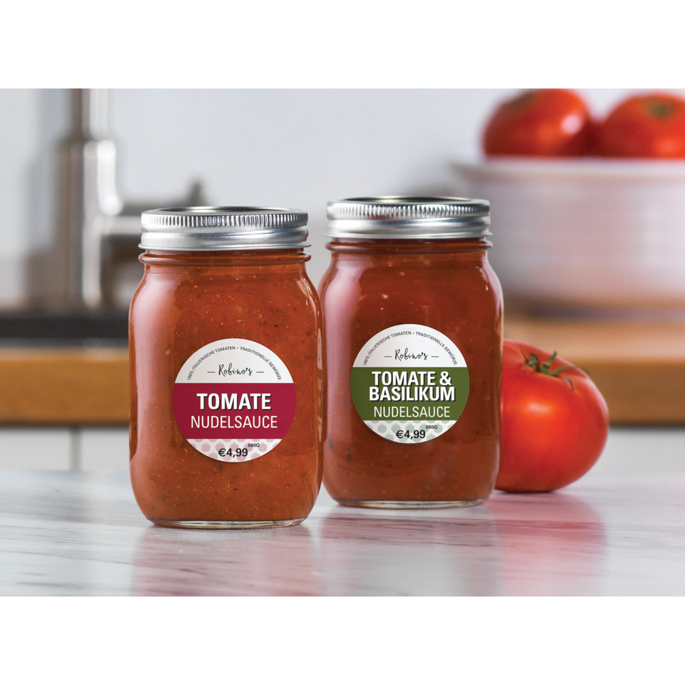 Tomatensoße, Nudelsauce, Glas jar, Rot, Basilikum