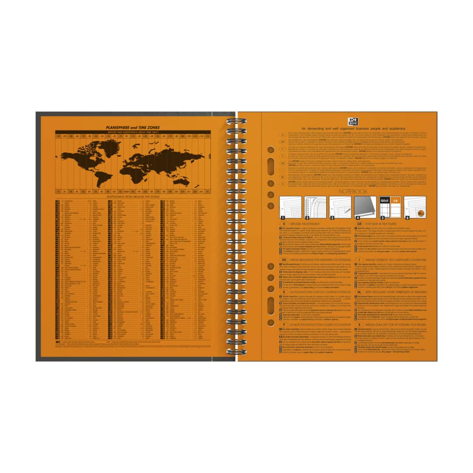 notebook, spiral-bound, orange, pages, instruction