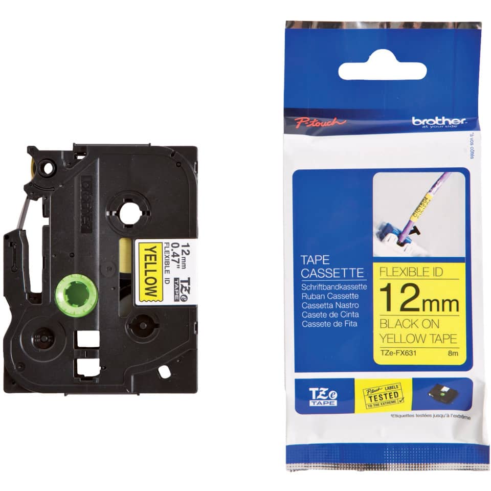 TapeCassette, 15mm, Gelb, SchwarzAufGelb, Etikettenrolle