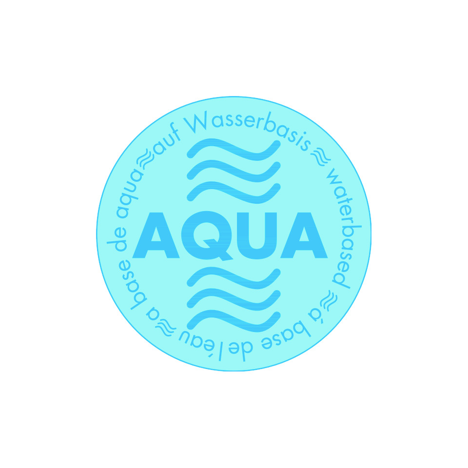 AQUA-Logo, Wasserdichtes Siegel, Runder Abzeichen, Blauer Kreis, Wellen-Design