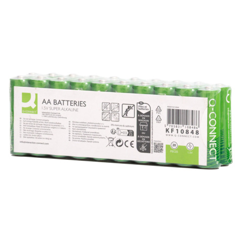 Batterie Alkali-Mangan, LR6/AA/Mignon, 20 Stück Q-CONNECT KF10848