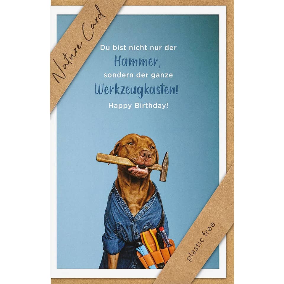 Hund, Knochen, Hammer, Werkzeuggurt, Karte