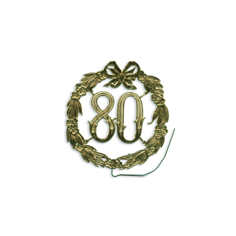 80er Jubiläum, Goldfarben,  M"adaillon,  Kranz, Ansteckpin