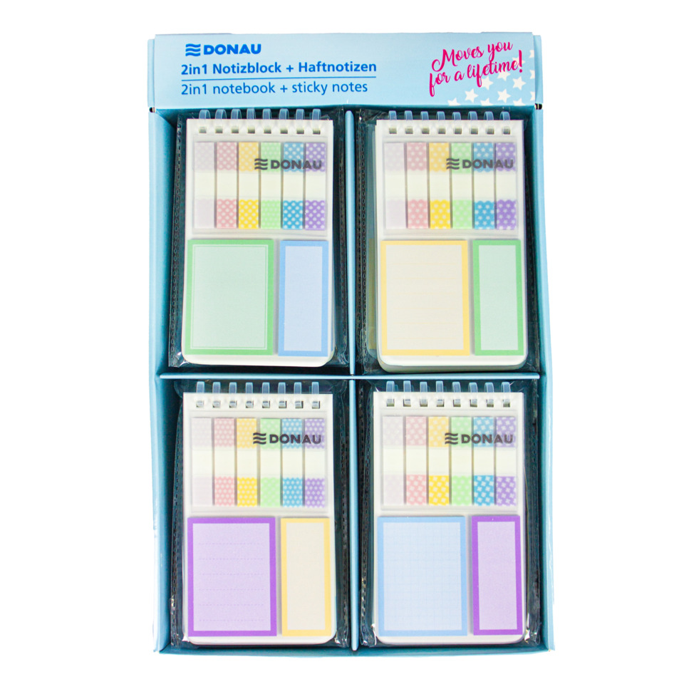 Notizblock, Haftnotizen, Sticker-Notizblock, 3-in-1, Schmales Notizset