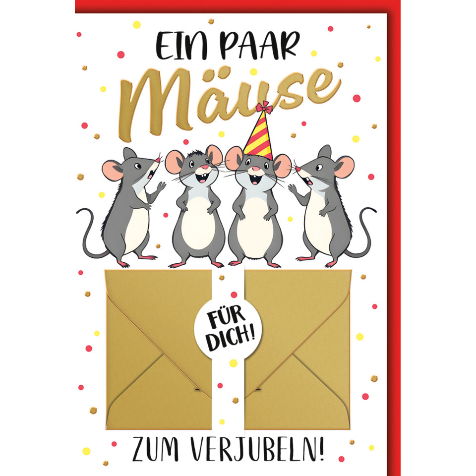 Maus, Feier, Karte, Geschenk, Umschlag