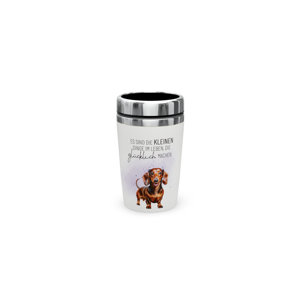 Becher, Thermobecher, Hundeillustration, Spruch, Kompakt