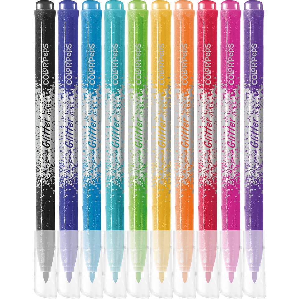 Filzstift, Glitzerstift, Marker, Kugelschreiber, Mehrfarbig