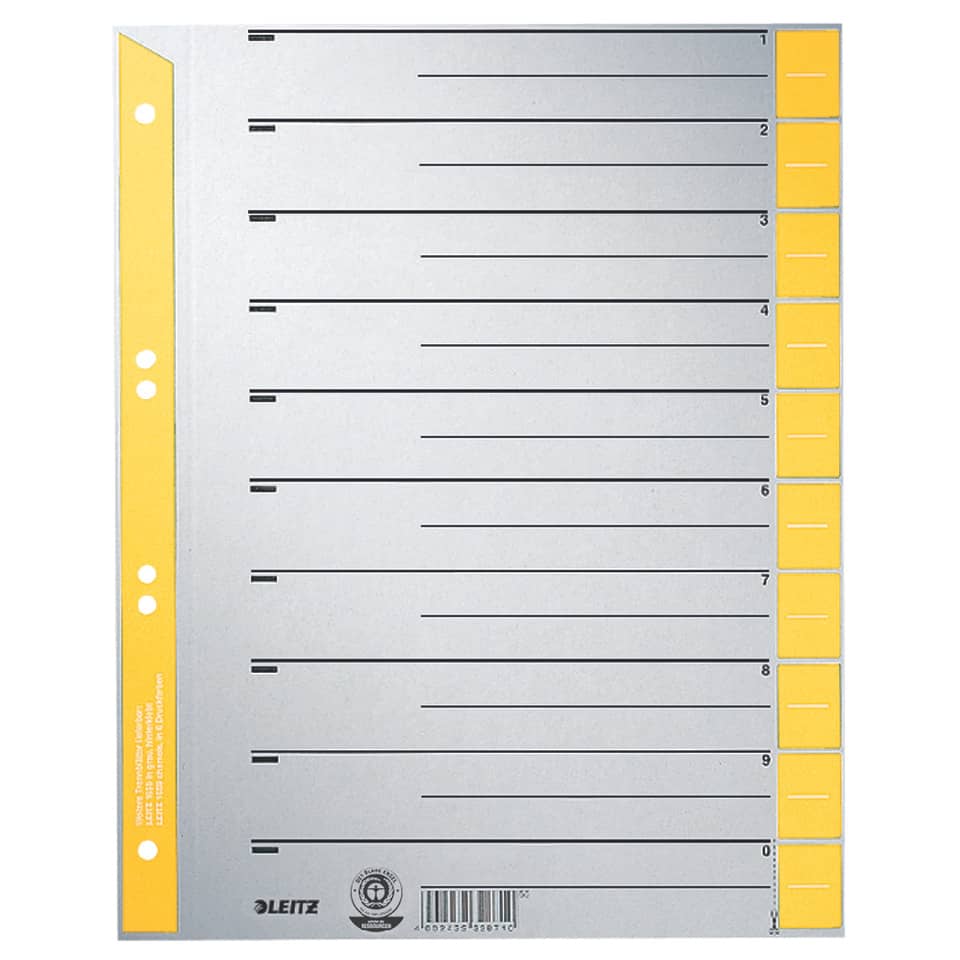 Dateiordner, Bundelmappe, Notenblatt, gelbe Registerkarten, Leitz