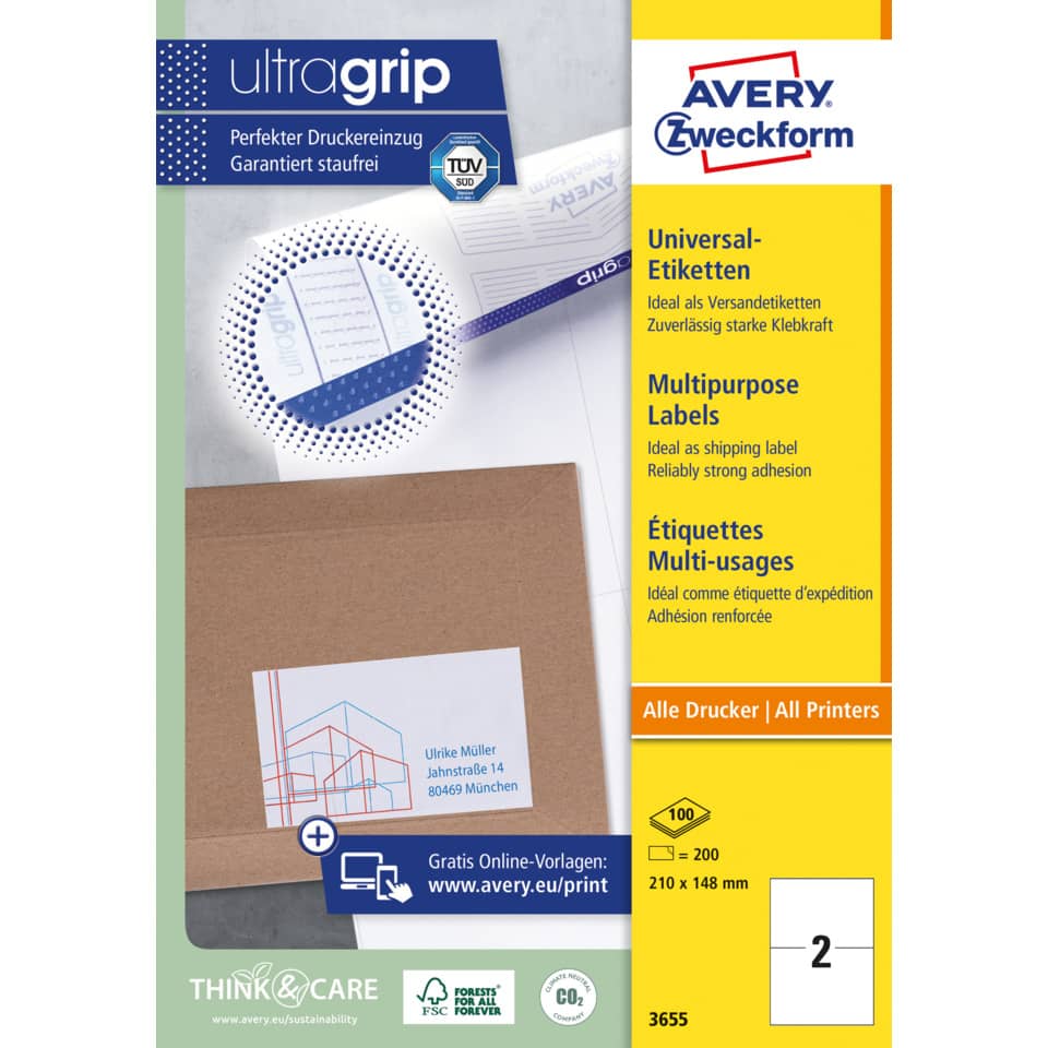 etiquetas universales, etiquetas multipropósito, etiquetas de envío, papel kraft, impresión universal