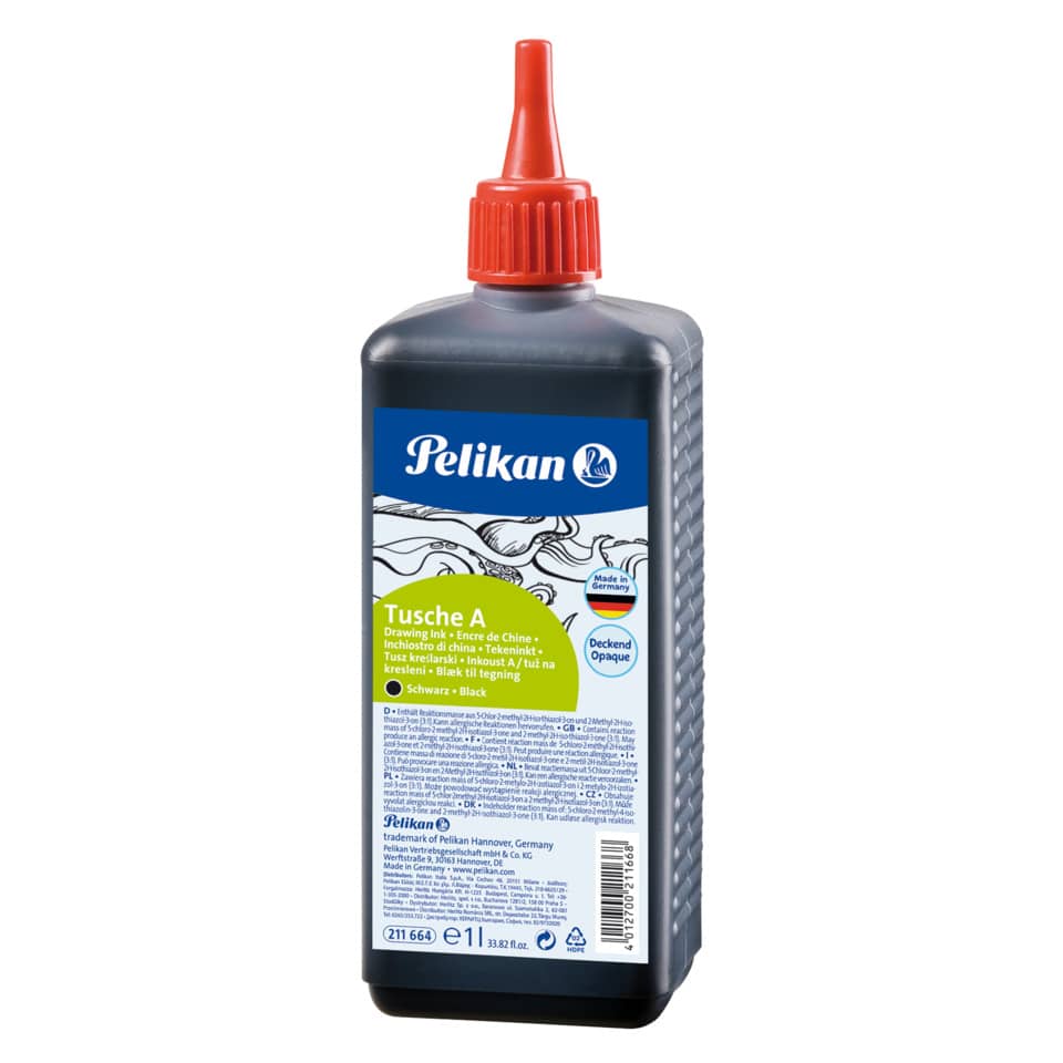 Tusche A, Tinte, Farbflasche, Gießflasche, Pelikan