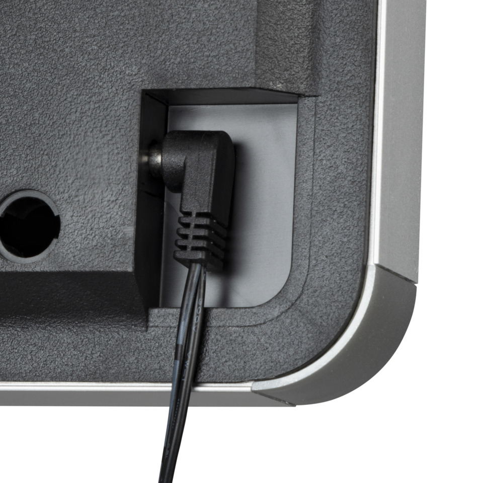 digitaler Bildschirm, Monitorständer, Netzstecker, Hintere Platte, schwarzes Kabel
