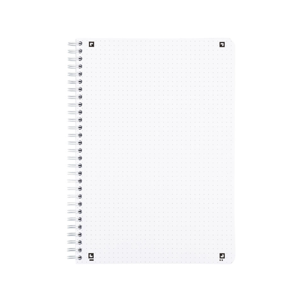 spiral notebook, dot grid, white notebook, wire-bound, pocket size