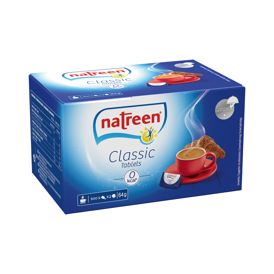 Classic-Tabletten, Natreen, Zuckerfrei, Heißgetränk, Verpackung blau
