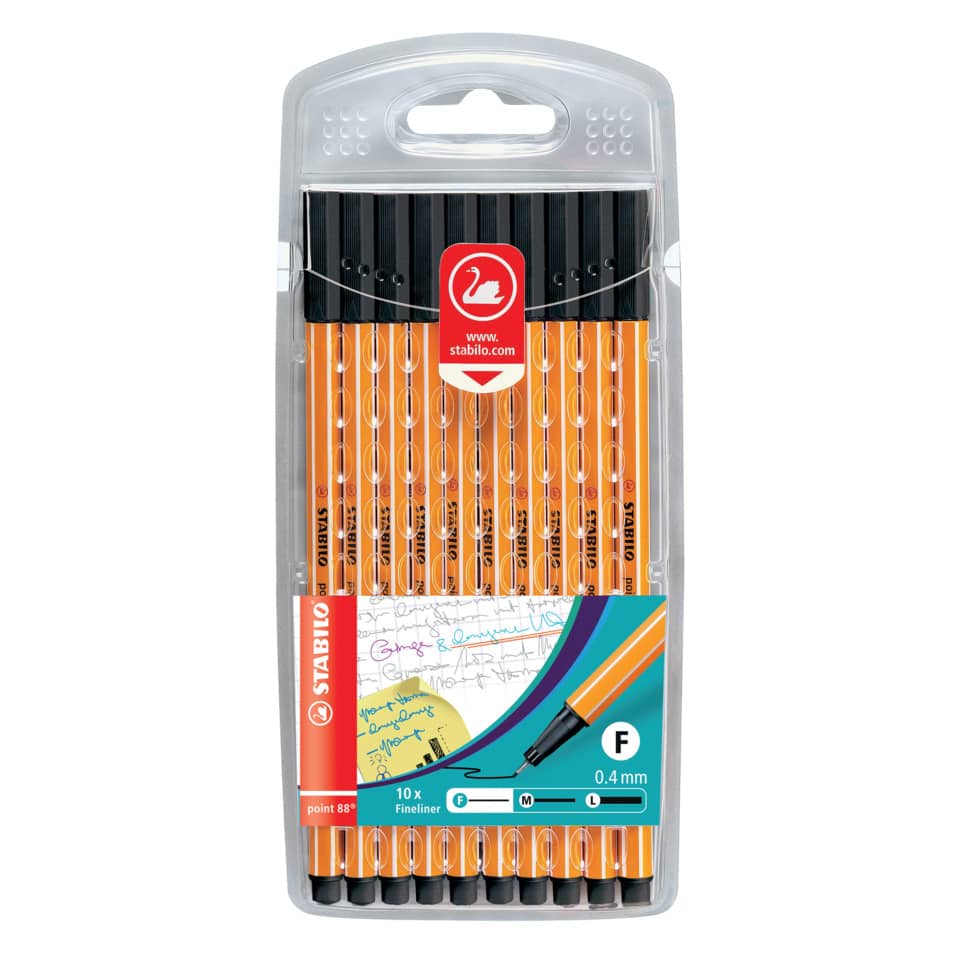 Fineliner point 88® Etui, 0,4 mm, schwarz, Etui mit 10 Stiften STABILO GB/8810-46