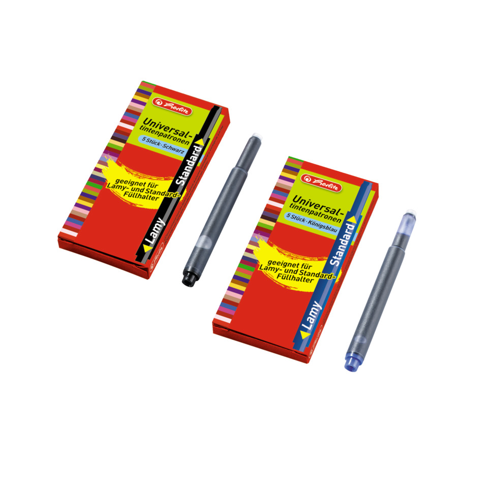 Universal ink cartridges, Schwarz, Königsblau, Standardgröße, Lamy-Fulhalter
