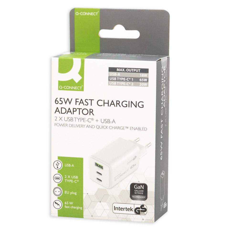 65W, Ladeadapter, USB-C, USB-A, EU-Stecker