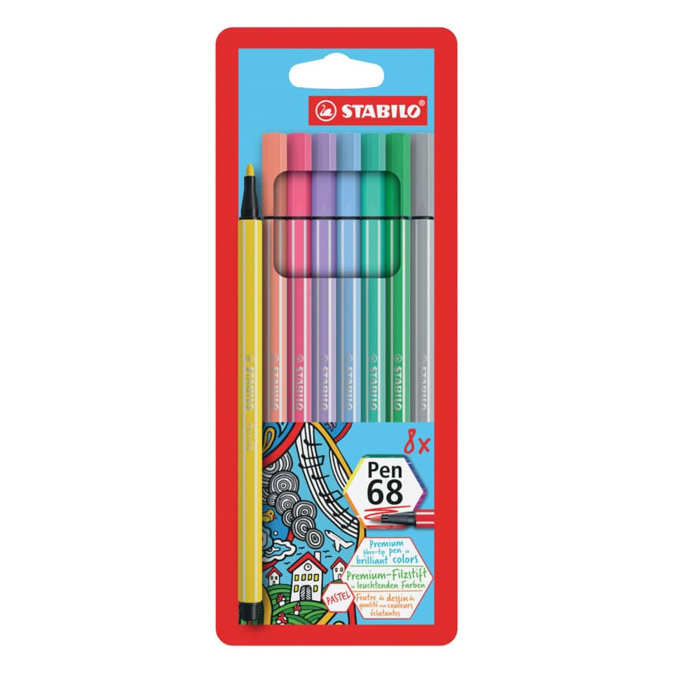 Markerstifte, Pen68, Pastellstifte, 8 Farben, Filzstifte