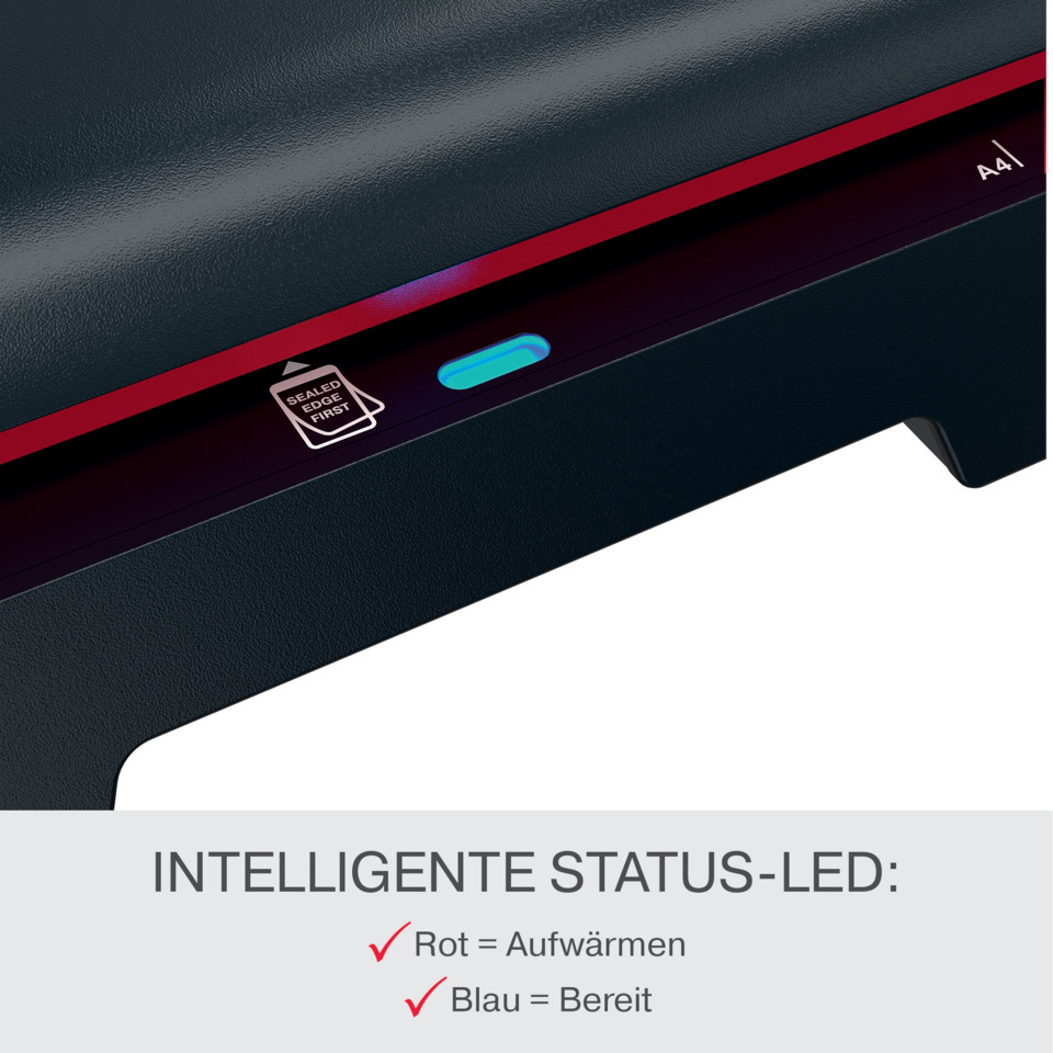 A4, Kartonage, Status-LED, RotAufwärmen, BlauBereit